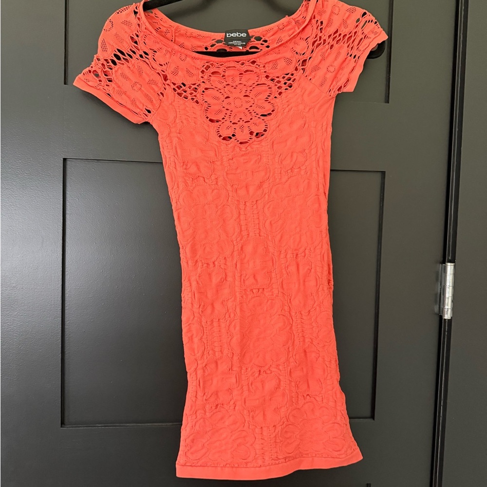 Bebe Vibrant Coral Mini Dress